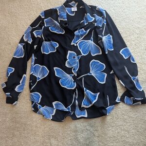 Cabi Black and Blue Floral Blouse